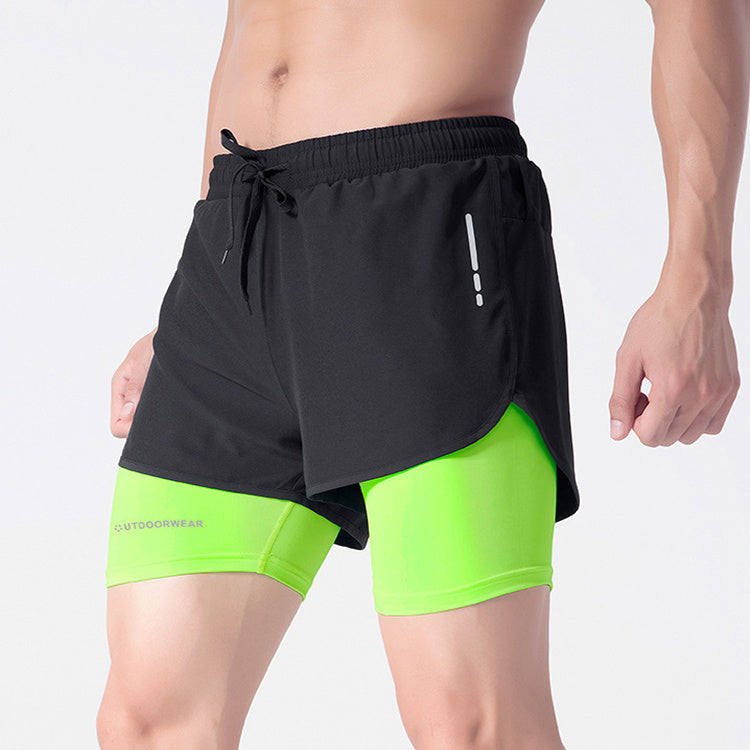 Men's Drawstring Sports Shorts Double Layer