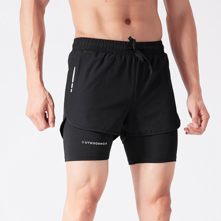 Men's Drawstring Sports Shorts Double Layer
