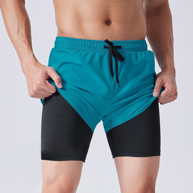 Men's Drawstring Sports Shorts Double Layer