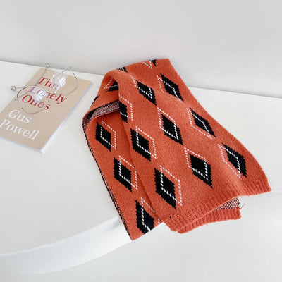 Streetwear Diamond Clashing Knitted Scarf