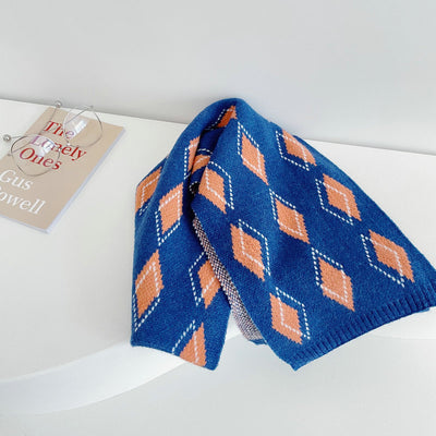 Streetwear Diamond Clashing Knitted Scarf