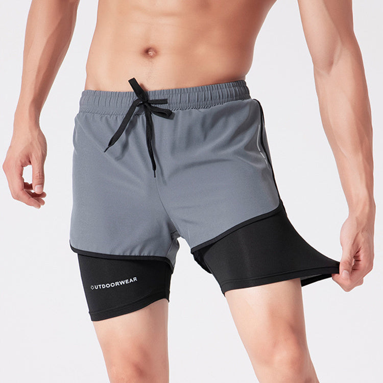 Men's Drawstring Sports Shorts Double Layer